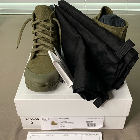 Celine”PATAPANS LACE UP BOOT IN CANVAS
ARMY GREEN” - Picture 11 of 11